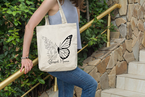 Blessed Mama Butterfly Tote Bag