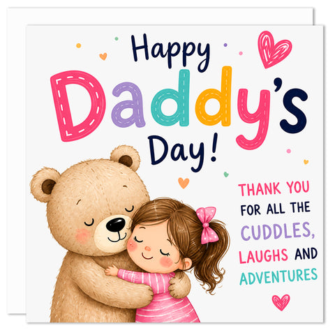 Cute Daddy’s Day Card From Daughter – Adorable Bear Father’s Day Card for Daddy