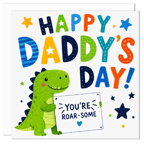 Happy Daddy’s Day Dinosaur Card – Cute Father’s Day Card From Son | Roar-Some Daddy Greeting Card | Made in Britain UK