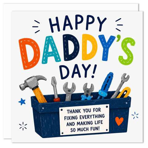 Happy Daddy’s Day Father’s Day Card – Cute Toolbox Card for Daddy from Son or Kids | Blank Inside | Made in Britain UK