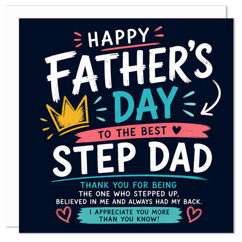 Happy Father’s Day To The Best Step Dad Card – Thoughtful Stepdad Greeting Card – Made in Britain UK