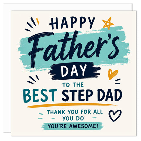Happy Father’s Day To The Best Step Dad Card – Premium Stepdad Greeting Card | Made In Britain UK
