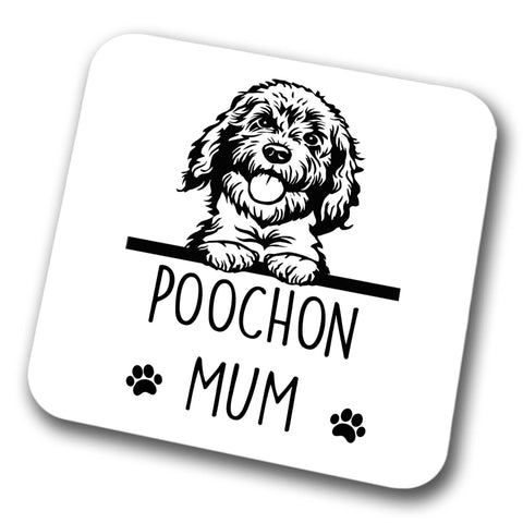 Poochon Mum Coaster Pet Present Poochon Dog Mum Dad Friend Joke Funny Gift  Birthday Christmas, Hardboard Coaster