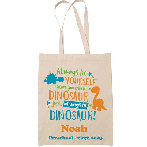 Personalised Pre School Dinosaur Tote Bag