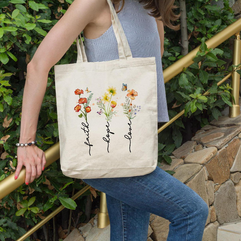 Faith, Hope, Love Christian Tote Bag