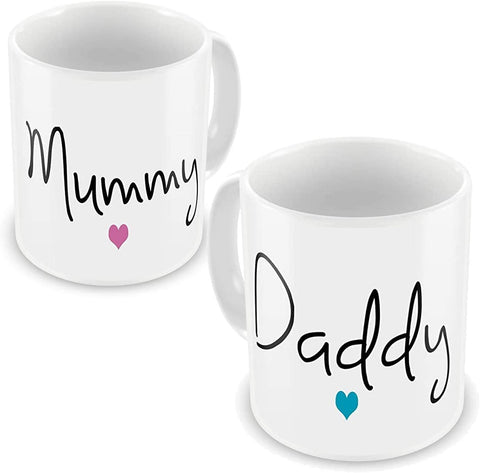 Mummy and Daddy with Hearts Mug Set