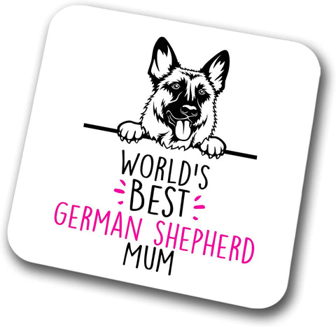 German Shepherd World's Best Mum Coaster Dog Mum Alsatian Mum  Friend Funny Gift for Birthday Christmas, German Shepherd Coaster