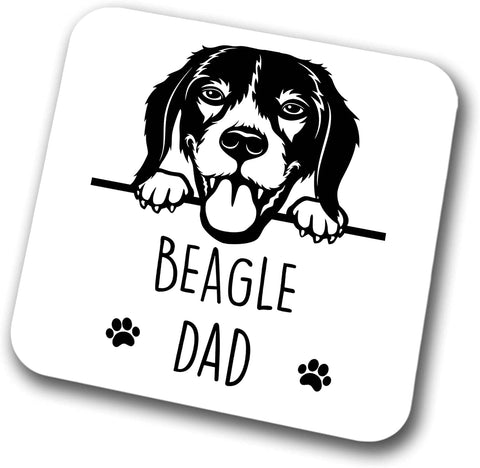 Beagle Dad Coaster Pet Present Beagle Dog Mum Dad Friend Joke Funny Gift  Birthday Christmas, Hardboard Coaster