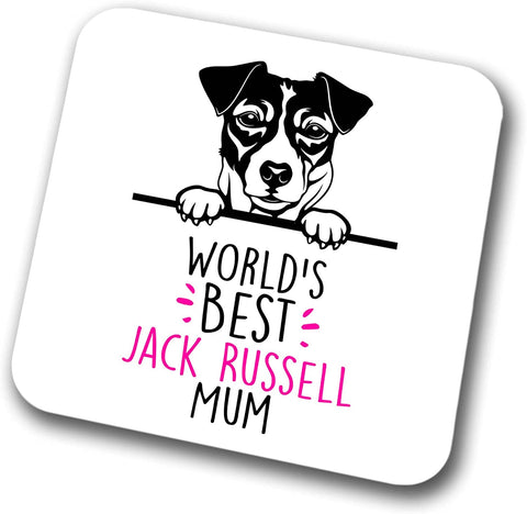 Jack Russell World's Best Mum Coaster Dog Mum Jack Russell Mum  Friend Funny Gift for Birthday Christmas, Jack Russell Coaster