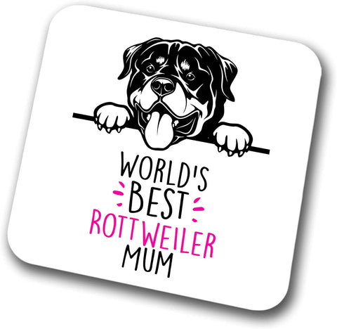 Rottweiler World's Best Mum Coaster Dog Mum Rottweiler Mum  Friend Funny Gift for Birthday Christmas, Rottweiler Coaster