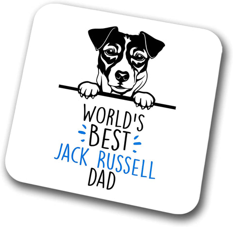 Jack Russell World's Best Dad Coaster Dog Dad Jack Russell Dad  Friend Funny Gift for Birthday Christmas, Jack Russell Coaster