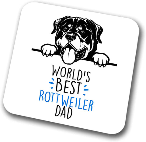Rottweiler World's Best Dad Coaster Dog Dad Rottweiler Dad  Friend Funny Gift for Birthday Christmas, Rottweiler Coaster