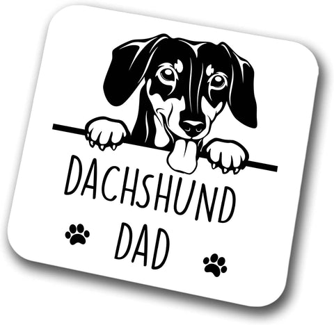 Dachshund Dad Coaster Pet Present Dachshund Dog Mum Dad Friend Joke Funny Gift  Birthday Christmas, Hardboard Coaster