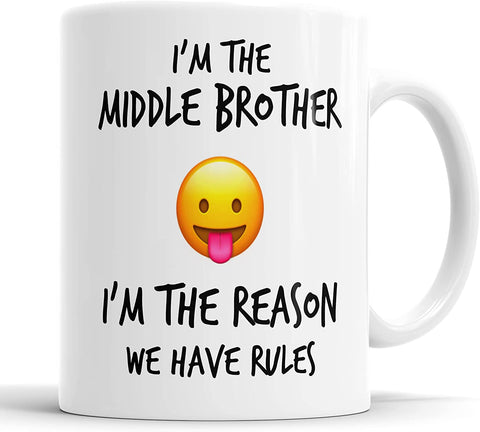 I'm The Middle Brother Emoji Smiley Mug