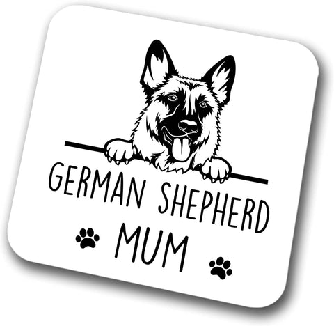 German Shepherd Mum Coaster Pet Present Alsatian Dog Mum Dad Friend Joke Funny Gift  Birthday Christmas, Hardboard Coaster