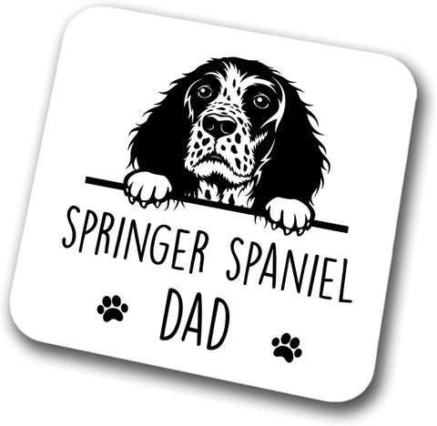 Springer Spaniel Dad Coaster Pet Present Springer Spaniel Dog Mum Dad Friend Joke Funny Gift  Birthday Christmas, Hardboard Coaster