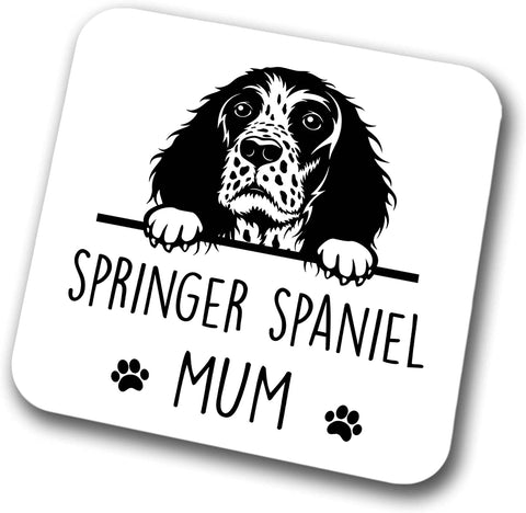 Springer Spaniel Mum Coaster Pet Present Springer Spaniel Dog Mum Dad Friend Joke Funny Gift  Birthday Christmas, Hardboard Coaster