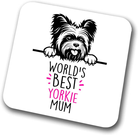 Yorkie World's Best Mum Coaster Dog Mum Yorkshire Terrier Mum  Friend Funny Gift for Birthday Christmas, Yorkie Coaster