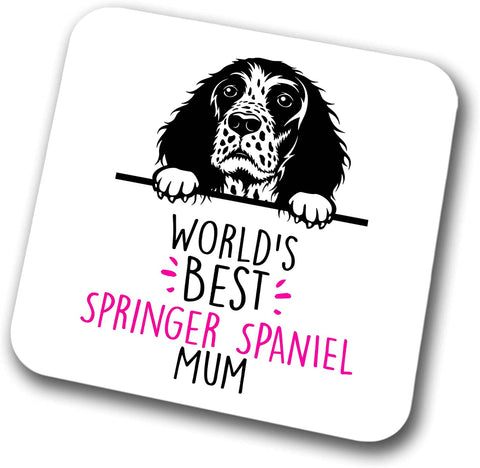 Springer Spaniel World's Best Mum Coaster Dog Mum Springer Spaniel Mum  Friend Funny Gift for Birthday Christmas, Springer Spaniel Coaster