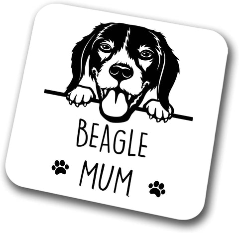 Beagle Mum Coaster Pet Present Beagle Dog Mum Dad Friend Joke Funny Gift  Birthday Christmas, Hardboard Coaster