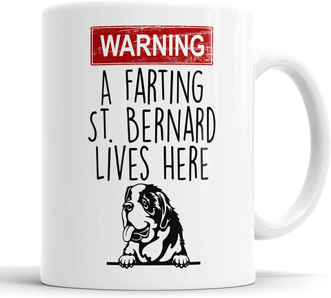 Warning A Farting St Bernard Lives Here Mug