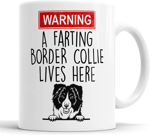Border Collie Warning A Farting Lives Here Mug