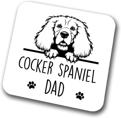 Cocker Spaniel Dad Coaster Pet Present Cocker Spaniel Dog Mum Dad Friend Joke Funny Gift  Birthday Christmas, Hardboard Coaster