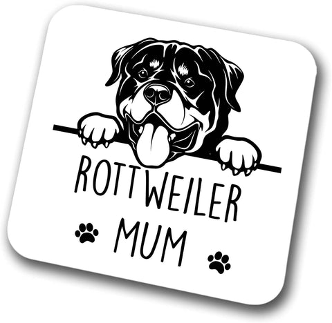 RottweIler Mum Coaster Pet Present RottweIler Dog Mum Dad Friend Joke Funny Gift  Birthday Christmas, Hardboard Coaster