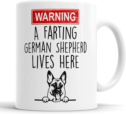 German Shepherd Warning A Farting Lives Here Mug