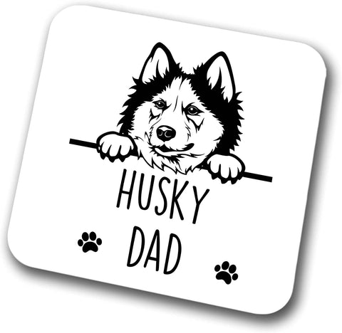 Husky Dad Coaster Pet Present Husky Dog Mum Dad Friend Joke Funny Gift  Birthday Christmas, Hardboard Coaster