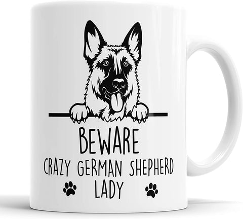 German Shepherd Beware Crazy Alsatian Lady Mug