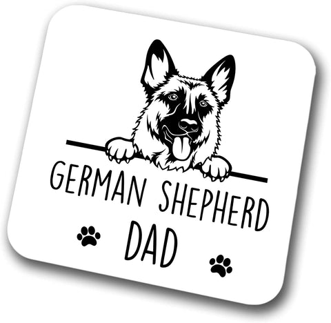 German Shepherd Dad Coaster Pet Present Alsatian Dog Mum Dad Friend Joke Funny Gift  Birthday Christmas, Hardboard Coaster