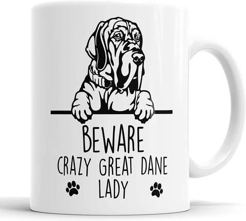 Great Dane Beware Crazy Great Dane Lady Mug