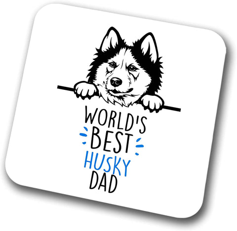 Husky World's Best Dad Coaster Dog Dad Husky Dad  Friend Funny Gift for Birthday Christmas, Husky Coaster