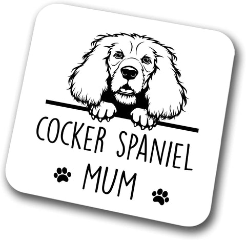 Cocker Spaniel Mum Coaster Pet Present Cocker Spaniel Dog Mum Dad Friend Joke Funny Gift  Birthday Christmas, Hardboard Coaster