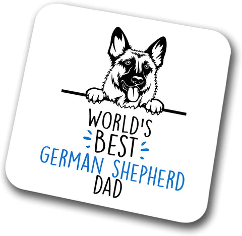 German Shepherd World's Best Dad Coaster Dog Dad Alsatian Dad  Friend Funny Gift for Birthday Christmas, German Shepherd Coaster