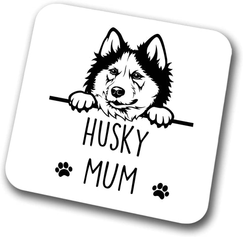 Husky Mum Coaster Pet Present Husky Dog Mum Dad Friend Joke Funny Gift  Birthday Christmas, Hardboard Coaster