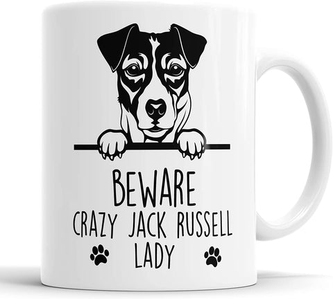 Jack Russell Beware Crazy Jack Russell Lady Mug