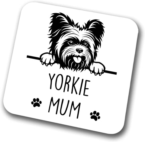 Yorkie Mum Coaster Pet Present Yorkshire Terrier Dog Mum Dad Friend Joke Funny Gift  Birthday Christmas, Hardboard Coaster