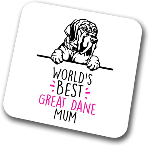 Great Dane World's Best Mum Coaster Dog Mum Great Dane Mum  Friend Funny Gift for Birthday Christmas, Great Dane Coaster