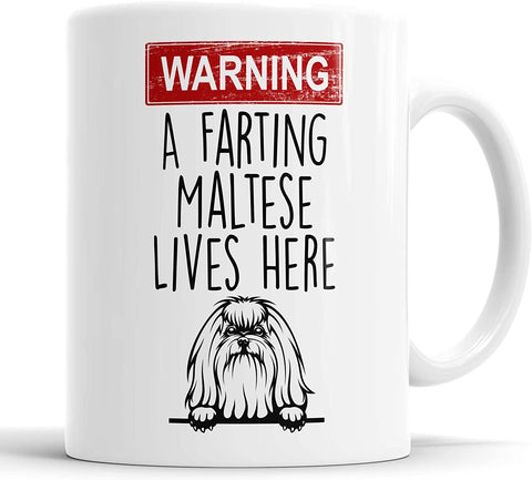 Warning A Farting Maltese Lives Here Mug