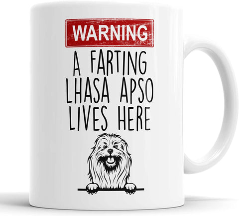 Warning A Farting Lhasa Apso Lives Here Mug