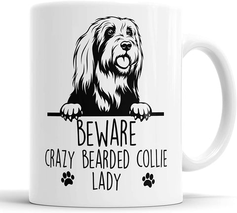 Bearded Collie Beware Crazy Bearded Collie Lady Mug