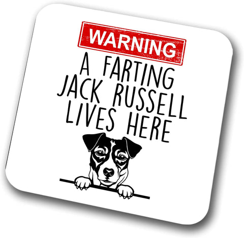 Jack Russell Warning A Lives Here Mum Dad Coaster Dog Dad Jack Russell Dad  Friend Funny Gift for Birthday Christmas, Jack Russell Mum Coaster