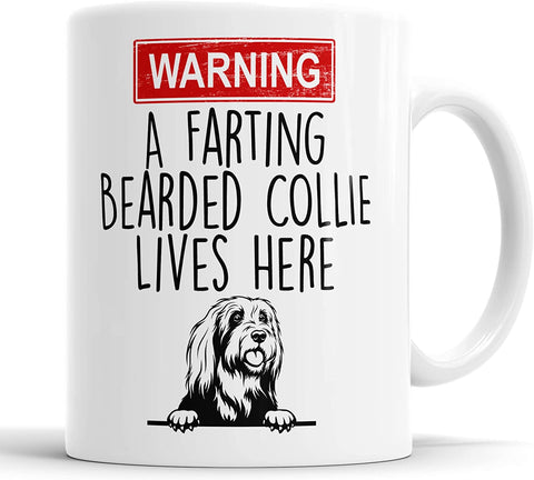 Bearded Collie Warning A Farting Lives Here Mug