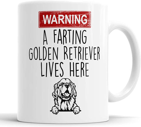 Warning A Farting Golden Retriever Lives Here Mug
