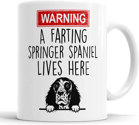 Springer Spaniel Warning A Farting Lives Here Mug