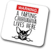 Chihuahua Warning A Lives Here Mum Dad Coaster Dog Dad Chihuahua DadFriend Funny Gift for Birthday Christmas, Chihuahua Mum Coaster