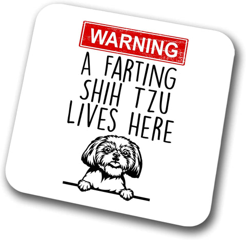 Shih Tzu Warning A Lives Here Mum Dad Coaster Dog Dad Shih Tzu Dad  Friend Funny Gift for Birthday Christmas, Shih Tzu Mum Coaster