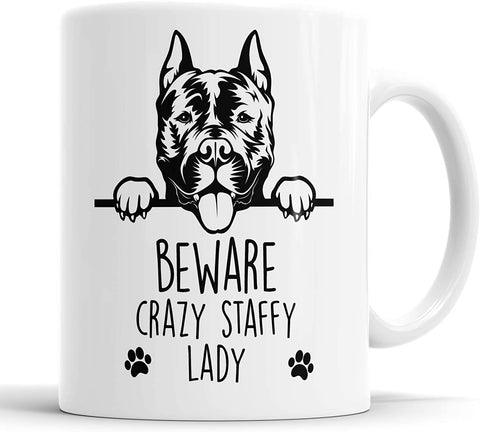 Staffy Beware Crazy Staffy Lady Mug